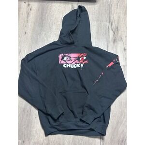 Chucky Childs Play Horror Movie Graphic Hoodie Black Lets Be Friends Mens L